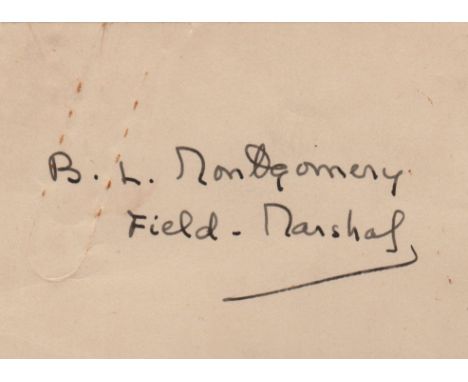 MONTGOMERY B. L.: (1887-1976) British Field Marshal of World War II. Vintage, dark fountain pen ink signature ('B. L. Montgom