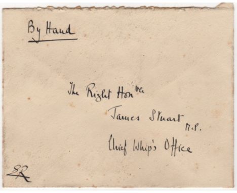 ELIZABETH THE QUEEN MOTHER: (1900-2002) Queen Consort of King George VI. Autograph Envelope Signed, with her initials ('ER') 