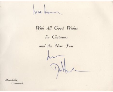 DU MAURIER DAPHNE: (1907-1989) British Author. Vintage signed and inscribed Christmas greetings card, the folding small oblon