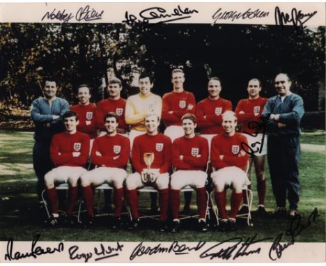 ENGLAND FOOTBALL: Multiple signed colour 10 x 8 photograph by ten members of the England football team who won the World Cup 