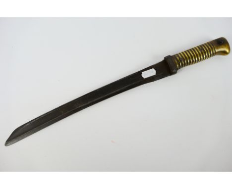 An antique French trench / fighting knife formed from a shortened model 1866 Chassepot bayonet, 30.5 cm (l) blade. [W]Note: T