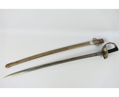 British 1890 pattern Cavalry troopers sword, the 87 cm (l) single edge, slightly curved, fullered blade with War Department m
