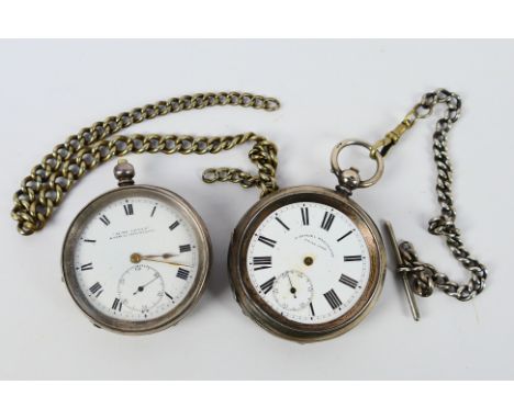 Two silver cased open face pocket watches, both signed H Samuel Manchester to the dial, one marked Acme Lever, each having Ro