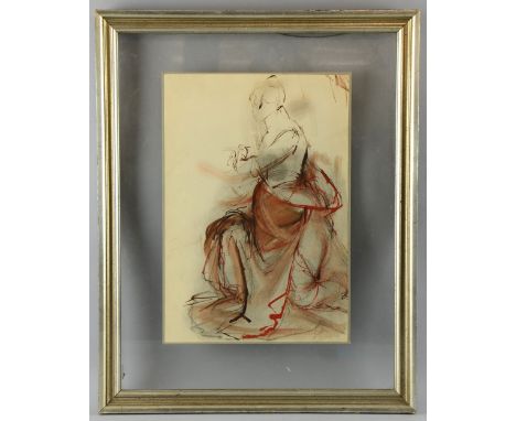 Berkley, portrait of a seated nude lady, pen and ink, signed, and another by the same artist verso of a clothed seated lady, 