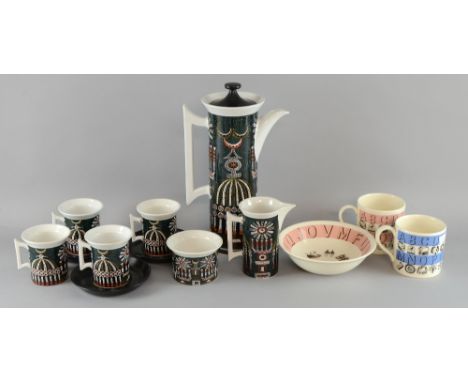 Susan Williams Ellis for Portmerion,  a Magic City design  part coffee set comprising pot, jug, sugar bowl, four cups and thr