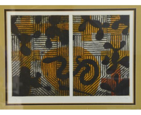 Abstract print, indistinctly signed, dated '99, 11/14, 28cm x 19cm,