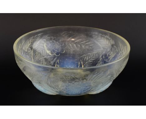 Ren‚ Lalique  'Dahlias' bowl. no 1 opalescent glass  marked ' R Lalique France No3210  diameter 24cm 