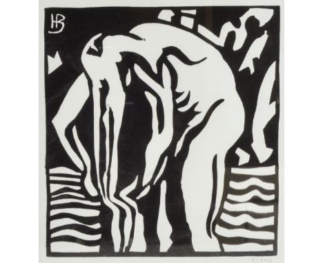 Horace Ascher Brodzky (British/Australian, 1885-1969) - 'The Bather', no. II/XXV lino cut print, framed, 24.5cm x 23.5cm Prov