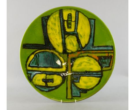 Poole pottery Aegean decorated wall plate by Carol Cutler  active 1969-76 diameter 41cm