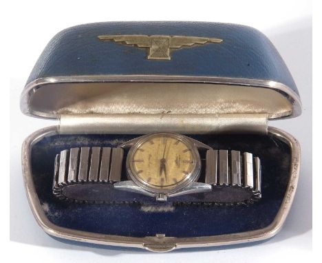 Vintage Longines silver arrow gents wristwatch with original fitted box. The watch has a manually crown wound movement, the d