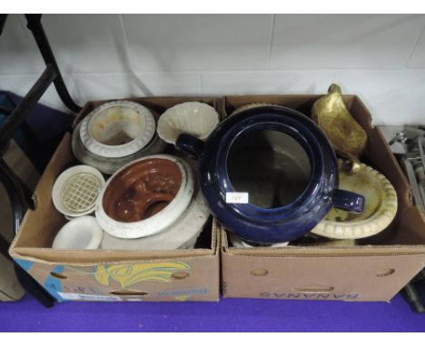 A selection of vintage ceramic and similar planters and display stands