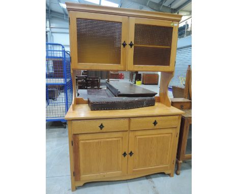 A vintage pine dresserBase unit 49" wide x 19.5" deep x 33.5" tallTop unit46" wide x 12" deep x 41" tall