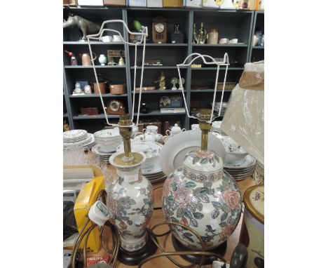 Two ceramic lamp  base one styled as ginger jar