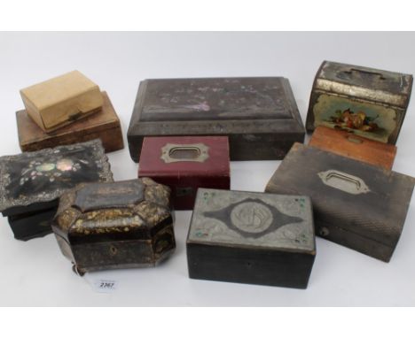 19th century Chinese lacquer tea caddy with chinoiserie ornament, together with a quantity of boxes - 19th century and later,