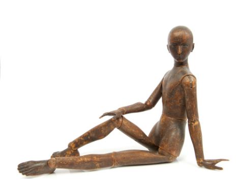 Late 19th / early 20th century carved wood jointed artists' model, approximately 65cm high