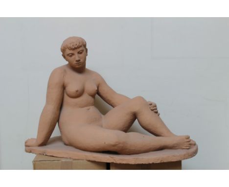 Edward C. N. Folkard (1911 - 2005), plaster model of a seated nude, 81cm high x 56cm wide x 118cm long.  N.B.  Folkard had hi