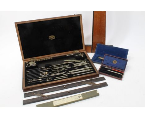Extensive early 20th century cased set of draughtsmen's tools, in original case by E. O. Richter & Co., together with antique