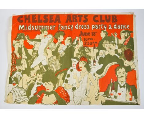 Follower of Toulouse-Lautrec - lithograph poster for the Chelsea Arts Club Ball, 58cm x 81cm, unframed