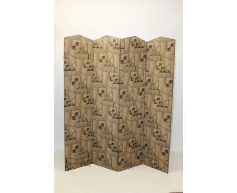 Stylish Cubist-influence four-fold screen, first quarter 20th century, 169cm high