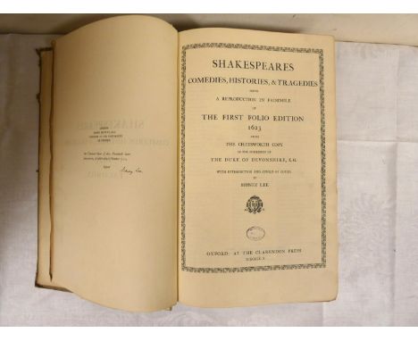 LEE SIDNEY (Ed).  Shakespeare's Comedies, Histories & Tragedies being a reproduction in facsimile of the first folio edition.