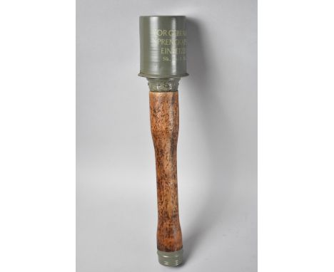 A Nazi German Style Stick Grenade with Wooden Handle, Inscribed Vor Gebrauch Sprengkapsel Einsetzen 