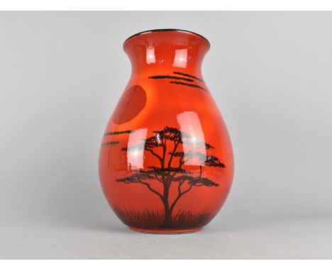 A Poole Pottery Vase, African Sky Pattern Monogrammed SB to Base, 26cms High 