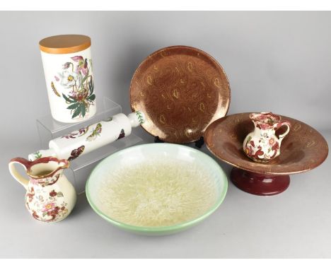 A Collection of Ceramics to Comprise Portmeirion Botanic Garden Storage Pot and Rolling Pin, Portmeirion Ice Crackle Glazed L