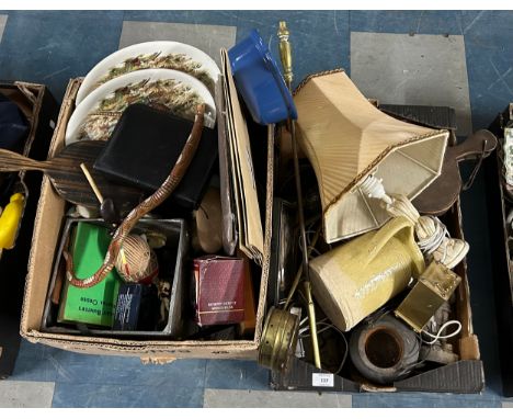 Two Boxes of Various Sundries to Comprise Enamel Pan, Plates, Jug etc 