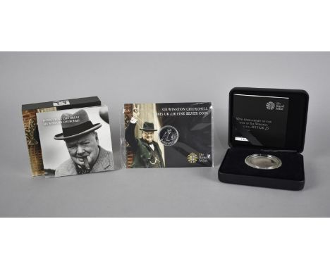 A Royal Mint Sir Winston Churchill 2015 UK £20 (Twenty Pound) Fine Silver Coin, together with a Boxed £5 (Five Pound) Silver 