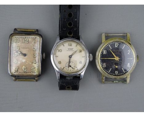 THREE VINTAGE GENT'S WATCHES BY LONGINES, LUCERNE &amp; TISSOT, the Longines silver cased, numbered 4359155 to watch and case