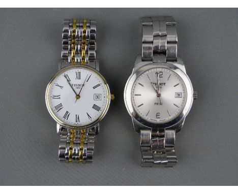 TWO GENT'S TISSOT WRISTWATCHES - a PR50 automatic calendar watch with incorporated bracelet and a Tissot calendar wristwatch 