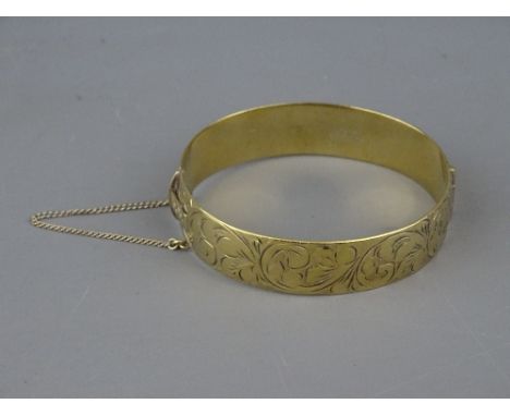 A GILT SILVER HALF BRIGHT CUT BANGLE, 44 grms, Birmingham 1968