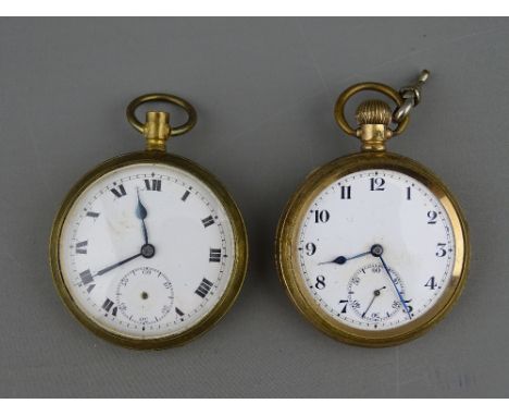 TWO WHITE METAL ENCASED GENT'S POCKET WATCHES with enamel dials (scrap)