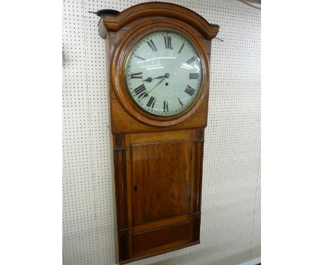 A CIRCA 1840 ACT OF PARLIAMENT/TAVERN CLOCK, substantial oak and mahogany drop case housing a 16 ins circular enamel dial set