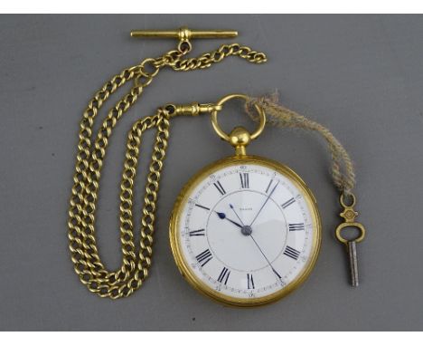 A GENT'S EIGHTEEN CARAT GOLD ENCASED KEYWIND POCKET WATCH with Roman numerals and sweep seconds, inscription within 'Richard 