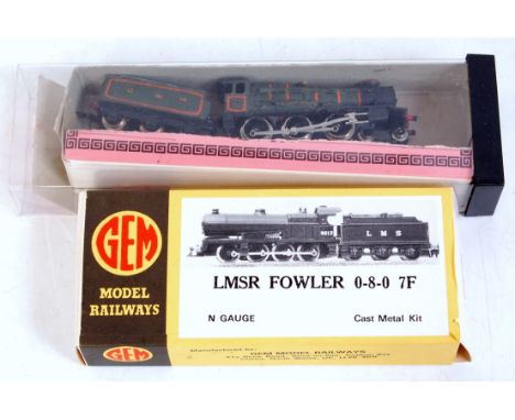 Unmade Gem N gauge whitemetal kit to make LMS Fowler 0-8-0 class 7F locomotive and tender, appears complete (NM-BNM) and sold