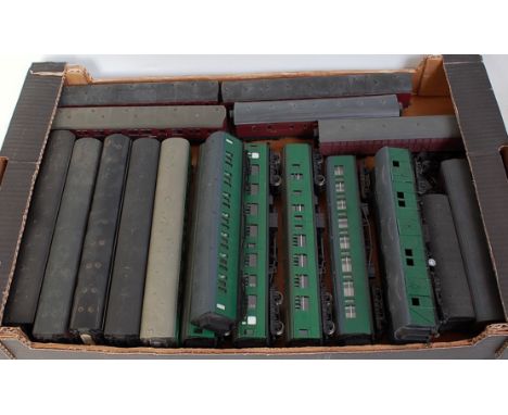 Approx 21 passenger vehicles - coaches, brakes etc, many by Lima, Airfix etc, all repainted, some with finescale wheels, some