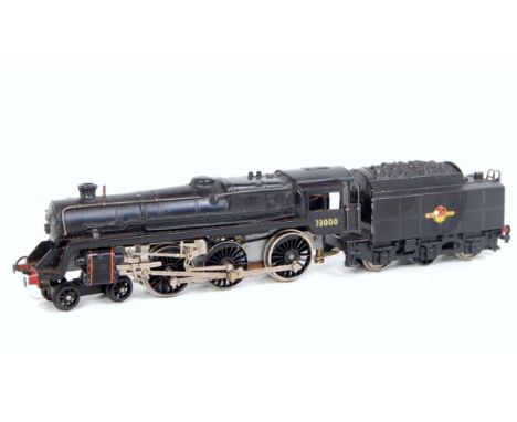 A Trix 3-rail H0 BR black standard class 5 4-6-0 engine and tender (G) fitted with scale wheels (G)