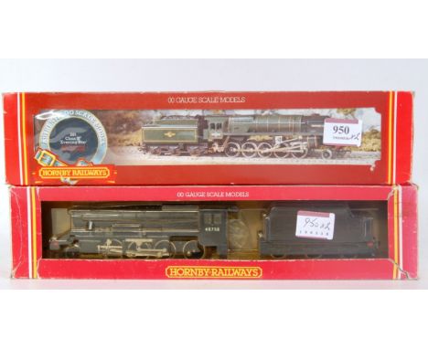 A Hornby R303 BR lined green 'Evening Star' engine  and tender (G-BG) sold with BR black class 8F engine and tender No. 48758
