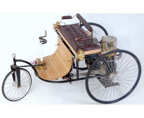 Scratch built by Julian Wood, a very fine late 19th century Benz Dogcart powered by a Stirling cycle hot air engine mounted b