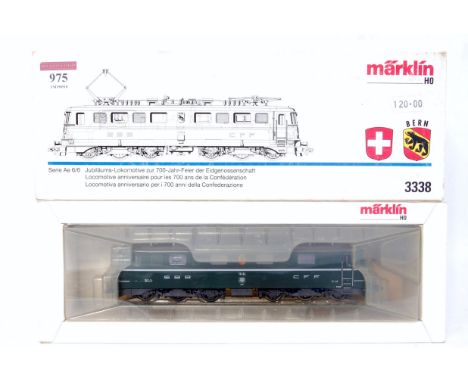 A Marklin H0 3-rail 3338 SBB/CFF Ae 6/6 electric No. 11414, dark green with Canton Bern shield (NM,BG)