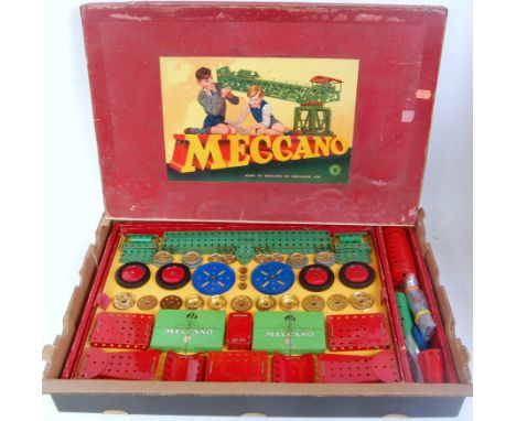 Late 1950's Meccano No.8 outfit, light green and red, restrung, average used condition (F) (BF) with some wear