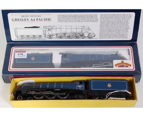 A Bachmann Class A4 4-6-2 No. 60007 Sir Nigel Gresley in BR blue (NM,BG) and another unboxed, also in BR blue as No. 60012 Co