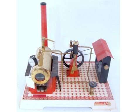 Wilesco, Germany, D-15 Dampfmaschine (steam engine) with accessories for tablet burning, appears unused, boxed