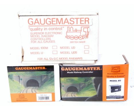 3x Gaugemaster items including Model 1--0 '0' single track panel mount controller (M-BVG) M2, premium 0 Power pack (M-BVG), a