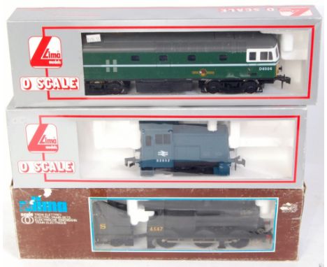 3x Lima locos including black LMS 0-6-0 No. 4547 with LMS tender (VG-BF), blue BR diesel dockyard shunter No. D2852 (NM-BVG) 