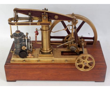 Beam engine similar Stuart Major but smaller 1 inch bore x 2 inch stroke, Watts parallel motion driving 9.5 inch diameter 6 s