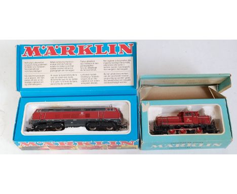 Marklin 3-Rail 3075 DB BR216 Diesel No.216 025-7 in red/grey (GBG), and a No.3064 DB V60 Diesel No.V601009 om dark red with h