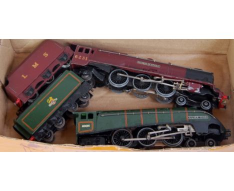 Hornby Dublo 3-rail BR green 'Silver King' engine and tender together with LMS maroon 'Duchess of Atholl', playwear to both (