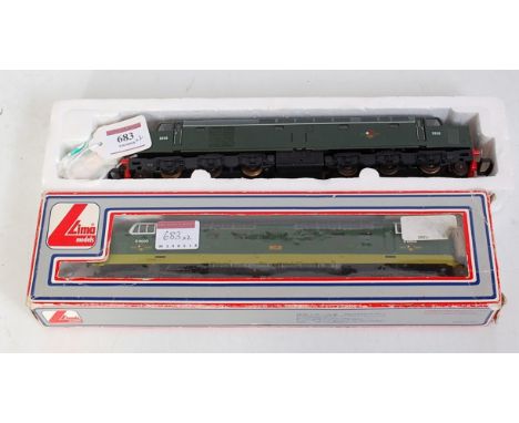 A Lima Class 40 diesel No. D205 in BR green, in box base only (G), and Lima Class 55 Deltic diesel No. D9003 Meld in BR 2-ton